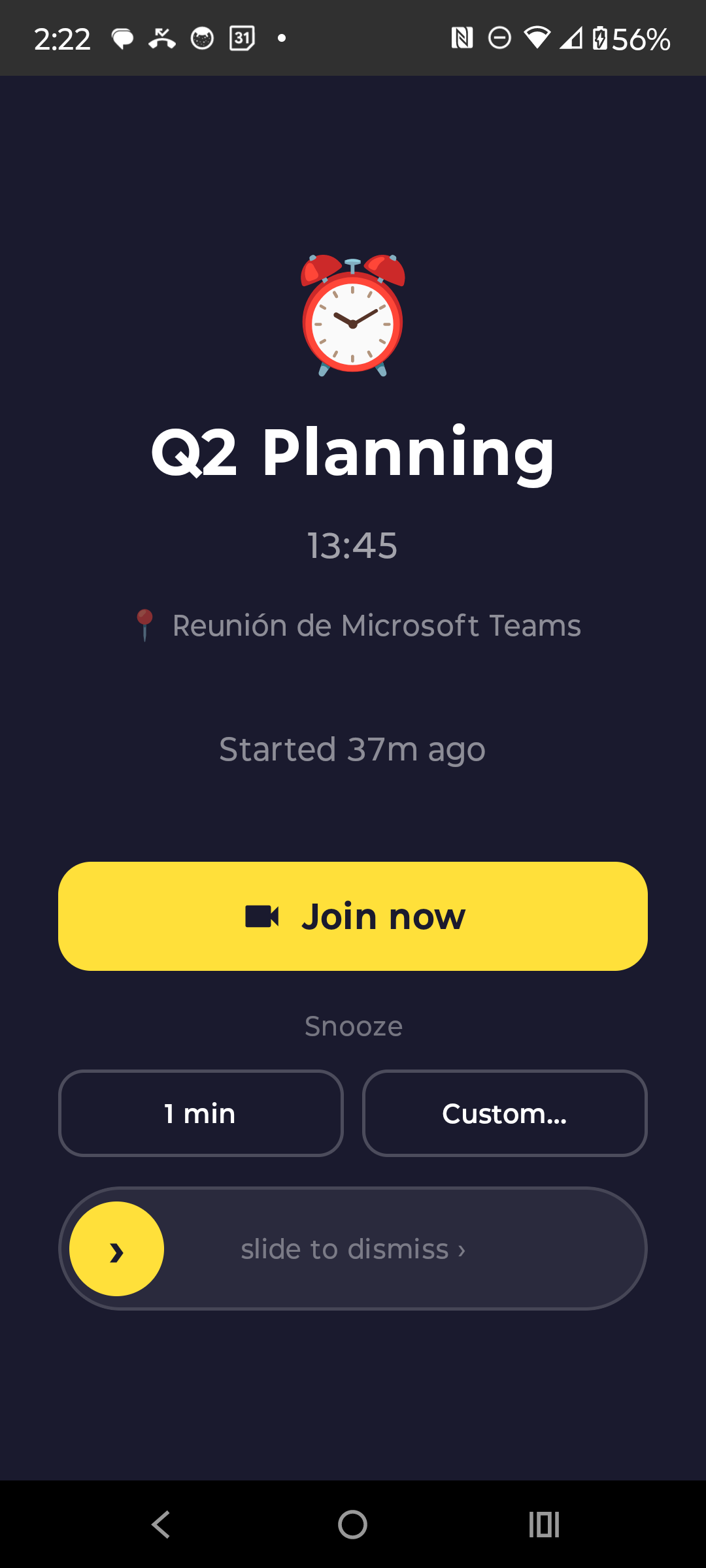 WakeyWakey full-screen meeting alert on Android